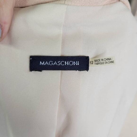 Magaschoni Women's Crepe Blazer Zip Pocket Long Sleeve‎ Jacket Pink Size 12 - Picture 8 of 9